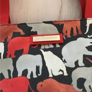 Jim Thompson Elephant Print Tote in Red and Gray